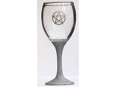 Pentacle Glass Chalice - Silver